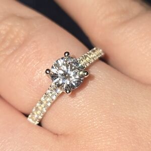 Elegant Sterling Silver Simulated Diamond Engagement Ring